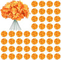 64Pcs Fall Hydrangea Artificial Flowers, Orange Faux Hydrangeas