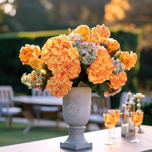 64Pcs Fall Hydrangea Artificial Flowers, Orange Faux Hydrangeas, alternate view 6