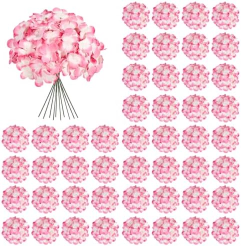 64Pcs Hydrangea Artificial Flowers Bulk, Faux Hydrangeas Heads