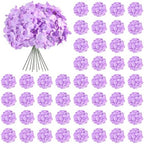 64Pcs Hydrangea Artificial Flowers, Purple Artificial Hydrangeas