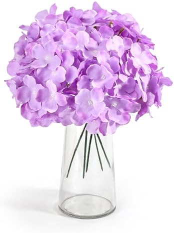 64Pcs Hydrangea Artificial Flowers, Purple Artificial Hydrangeas, alternate view 2