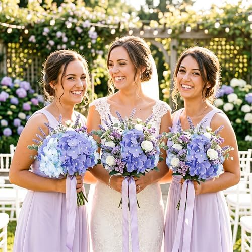 64Pcs Purple Hydrangea Artificial Flowers, Faux Hydrangea Flowers, alternate view 2
