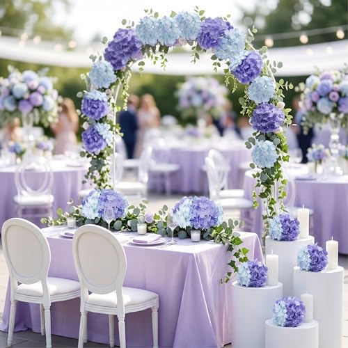 64Pcs Purple Hydrangea Artificial Flowers, Faux Hydrangea Flowers, alternate view 6
