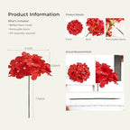 64Pcs Red Hydrangea Artificial Flowers, Fake Hydrangea Flowers, alternate view 4