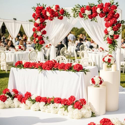 64Pcs Red Hydrangea Artificial Flowers, Fake Hydrangea Flowers, alternate view 6