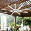 65 Inch Waterproof Outdoor Ceiling Fan with Light, All Weather Wet Rated in White