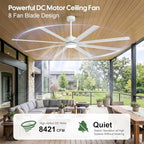 65 Inch Waterproof Outdoor Ceiling Fan with Light, All Weather Wet Rated in White, alternate view 4