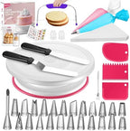 65 PCs Cake Decorating Kit with Cake Stand, Cake Baking Supplies in Rose Pink