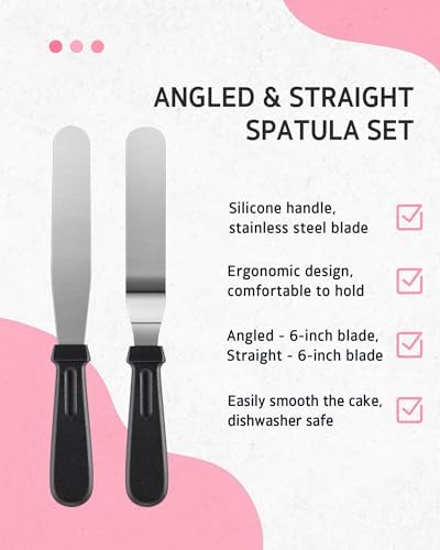 65 PCs Cake Decorating Kit with Cake Stand, Cake Baking Supplies in Rose Pink, alternate view 3