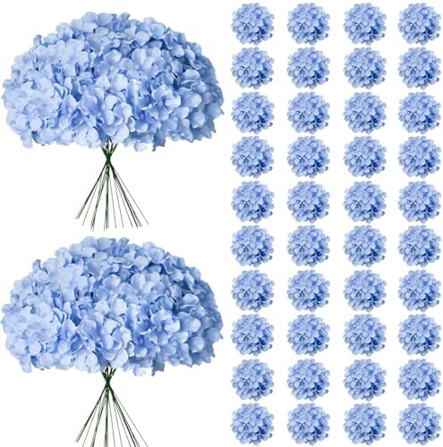 65Pcs Blue Hydrangea Artificial Flowers Bulk for Home Decor in Blue