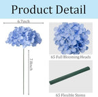 65Pcs Blue Hydrangea Artificial Flowers Bulk for Home Decor in Blue, alternate view 3