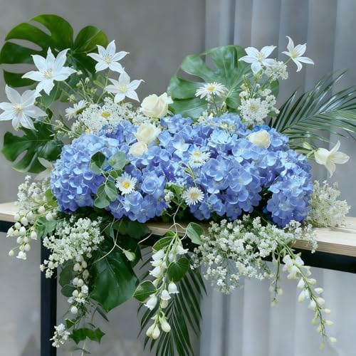 65Pcs Blue Hydrangea Artificial Flowers Bulk for Home Decor in Blue, alternate view 4