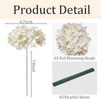65Pcs Champagne Hydrangea Artificial Flowers Bulk, Realistic Silk Fake Flowers with Stems, Faux Hydrangea, alternate view 3