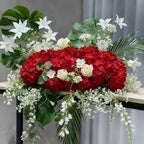 65Pcs Deep Red Hydrangea Artificial Flowers Bulk, Realistic Silk Fake Flowers with Stems, Faux Hydrangea Flowers, alternate