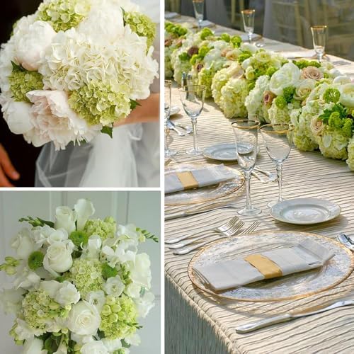65Pcs Green Hydrangea Artificial Flowers Bulk, Realistic Silk Fake Flowers with Stems, Faux Hydrangea Flowers, alternate view
