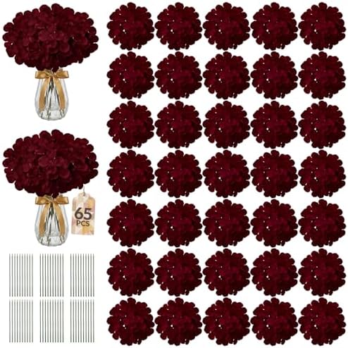 65PCS Hydrangea Artificial Flowers with Stronger Bendable Stems, Premium Silk Faux Hydrangea Flowers Bulk for