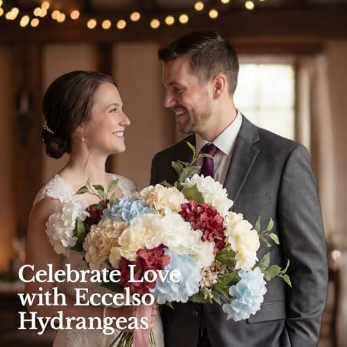 65PCS Hydrangea Artificial Flowers with Stronger Bendable Stems, Premium Silk Faux Hydrangea Flowers Bulk for, alternate view