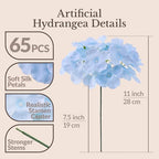 65PCS Hydrangea Artificial Flowers with Stronger Bendable Stems, Premium Silk Faux Hydrangea Flowers Bulk for, alternate view