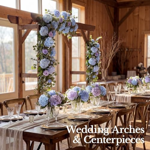 65PCS Hydrangea Artificial Flowers with Stronger Bendable Stems, Premium Silk Faux Hydrangea Flowers Bulk for, alternate view