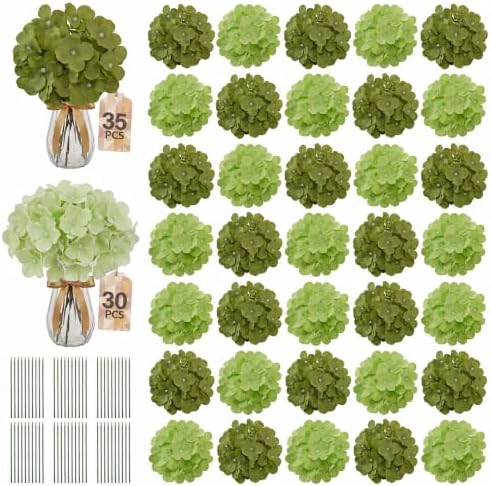 65PCS Hydrangea Artificial Flowers with Stronger Bendable Stems, Premium Silk Faux Hydrangea Flowers Bulk for