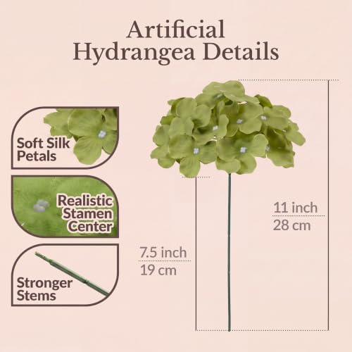 65PCS Hydrangea Artificial Flowers with Stronger Bendable Stems, Premium Silk Faux Hydrangea Flowers Bulk for, alternate view