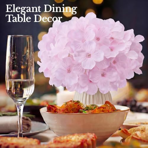 65PCS Hydrangea Artificial Flowers with Stronger Bendable Stems, Premium Silk Faux Hydrangea Flowers Bulk for, alternate view