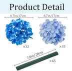65Pcs Mixed Blue Hydrangea Artificial Flowers Bulk, Realistic Silk Fake Flowers with Stems, Faux Hydrangea, alternate view 3