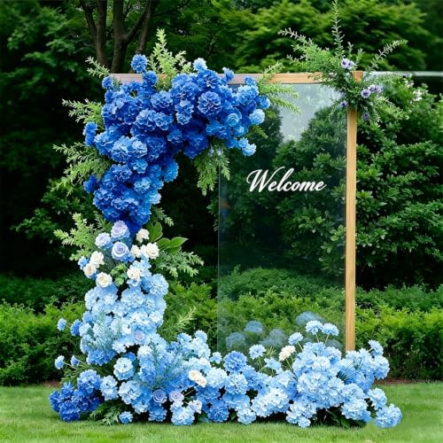 65Pcs Mixed Blue Hydrangea Artificial Flowers Bulk, Realistic Silk Fake Flowers with Stems, Faux Hydrangea, alternate view 4