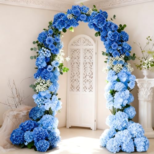 65Pcs Mixed Blue Hydrangea Artificial Flowers Bulk, Realistic Silk Fake Flowers with Stems, Faux Hydrangea, alternate view 5
