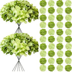 65Pcs Mixed Green Hydrangea Artificial Flowers Bulk, Realistic Silk Fake Flowers with Stems, Faux Hydrangea