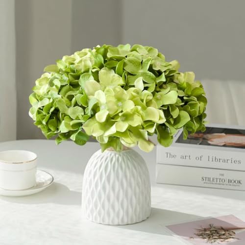 65Pcs Mixed Green Hydrangea Artificial Flowers Bulk, Realistic Silk Fake Flowers with Stems, Faux Hydrangea, alternate view 5