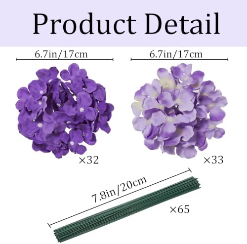 65Pcs Mixed Purple Hydrangea Artificial Flowers Bulk for Home Decor in Mixed Purple, alternate view 3