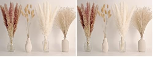 65PCS Pampas Grass Decor, Including pompas Floral, Reed Dried Grass and Bunny Tails Dried Flowers, Natural Dried
