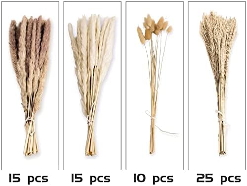 65PCS Pampas Grass Decor, Including pompas Floral, Reed Dried Grass and Bunny Tails Dried Flowers, Natural Dried, alternate