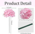 65Pcs Pink Hydrangea Artificial Flowers Bulk, Realistic Silk Fake Flowers with Stems, Faux Hydrangea Flowers for, alternate