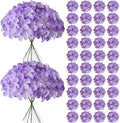 65Pcs Purple Hydrangea Artificial Flowers Bulk, Realistic Silk Fake Flowers with Stems, Faux Hydrangea Flowers