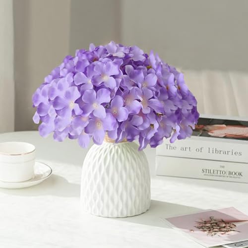 65Pcs Purple Hydrangea Artificial Flowers Bulk, Realistic Silk Fake Flowers with Stems, Faux Hydrangea Flowers, alternate