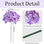 65Pcs Purple Hydrangea Artificial Flowers Bulk, Realistic Silk Fake Flowers with Stems, Faux Hydrangea Flowers, alternate
