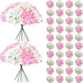 65Pcs Whitepink Hydrangea Artificial Flowers Bulk, Realistic Silk Fake Flowers with Stems, Faux Hydrangea