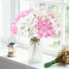 65Pcs Whitepink Hydrangea Artificial Flowers Bulk, Realistic Silk Fake Flowers with Stems, Faux Hydrangea, alternate view 2