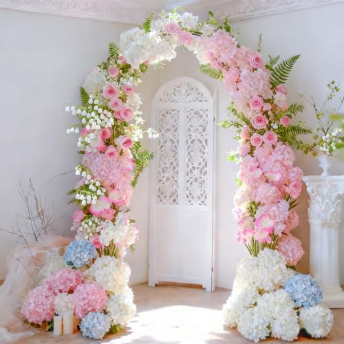65Pcs Whitepink Hydrangea Artificial Flowers Bulk, Realistic Silk Fake Flowers with Stems, Faux Hydrangea, alternate view 4