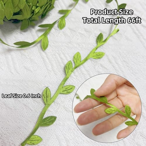 66 Ft Leaf Ribbon, Artificial Eucalyptus Garland Rattan Leaf String, alternate view 3