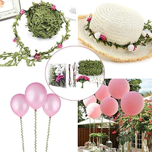 66 Ft Leaf Ribbon, Artificial Eucalyptus Garland Rattan Leaf String, alternate view 5