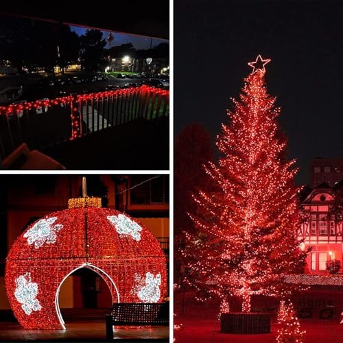 66FT 200 LED Fairy Lights Plug in, 8 Modes Christmas Lights Red and White, alternate view 5