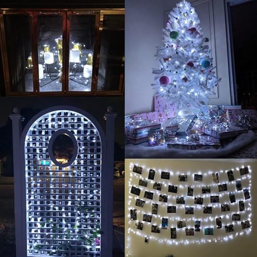 66FT 200 LED Fairy Lights Plug in, 8 Modes Christmas Lights Red and White, alternate view 6