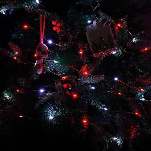 66FT 200 LED Fairy Lights Plug in, 8 Modes Christmas Lights Red and White, alternate view 7