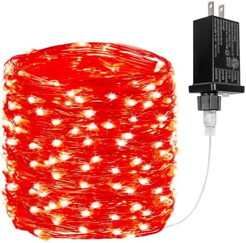66FT 200 LED Fairy Lights Plug in, 8 Modes Christmas Twinkle Lights Red