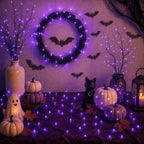 66FT 200 LED Fairy Lights Plug in, 8 Modes Twinkle Halloween Lights Purple, alternate view 3
