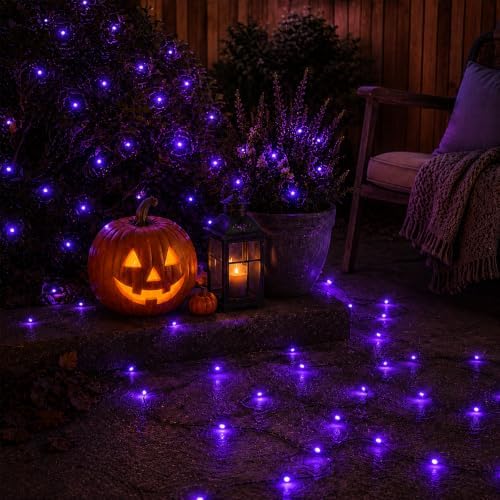 66FT 200 LED Fairy Lights Plug in, 8 Modes Twinkle Halloween Lights Purple, alternate view 4
