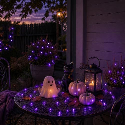 66FT 200 LED Fairy Lights Plug in, 8 Modes Twinkle Halloween Lights Purple, alternate view 5